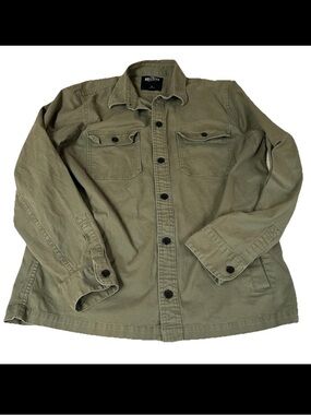 Y2K Hollister Size Large Men’s Button Up Lightweight Jacket Army Green  #3966